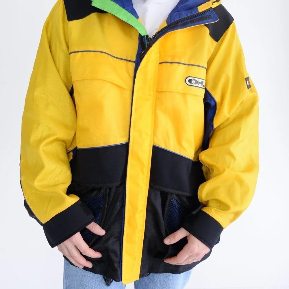 Tommy Hilfiger Vintage Y2K Yellow Ski Windbreaker Jacket ~Yellow ~Xlarge